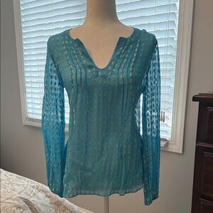 Lilly Pulitzer Blue and Gold Blouse